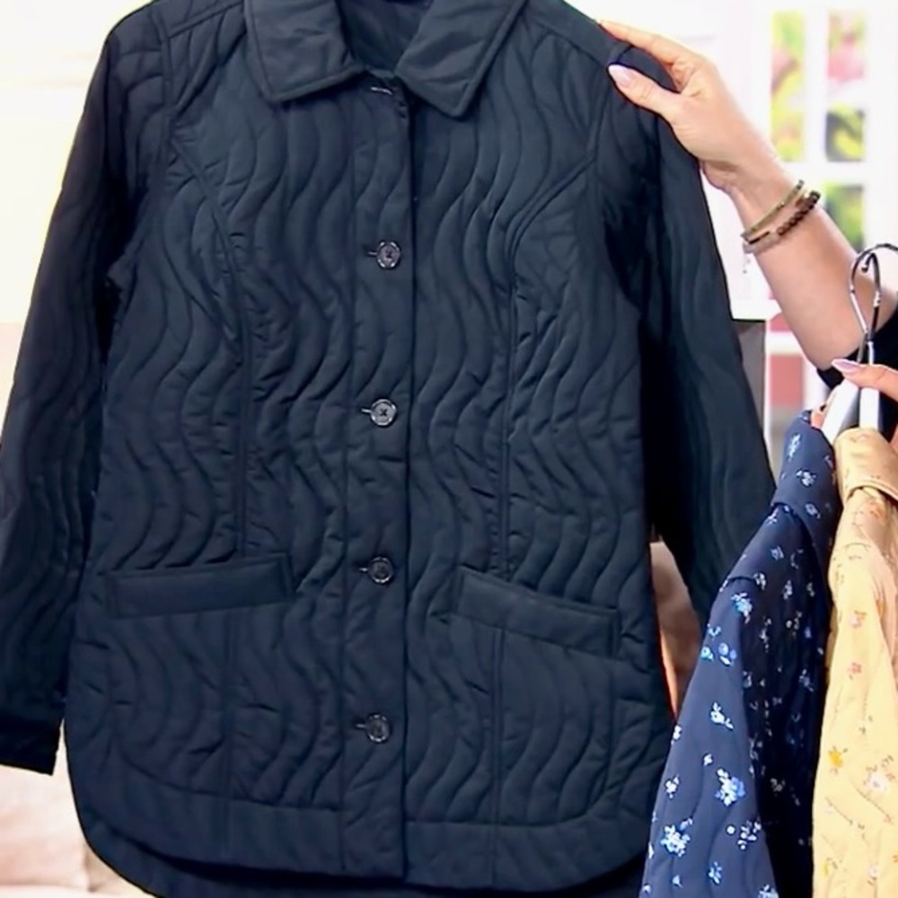 Isaac Mizrahi Live! Black quilted lightweight jacket XL A572604 machine wash EUC